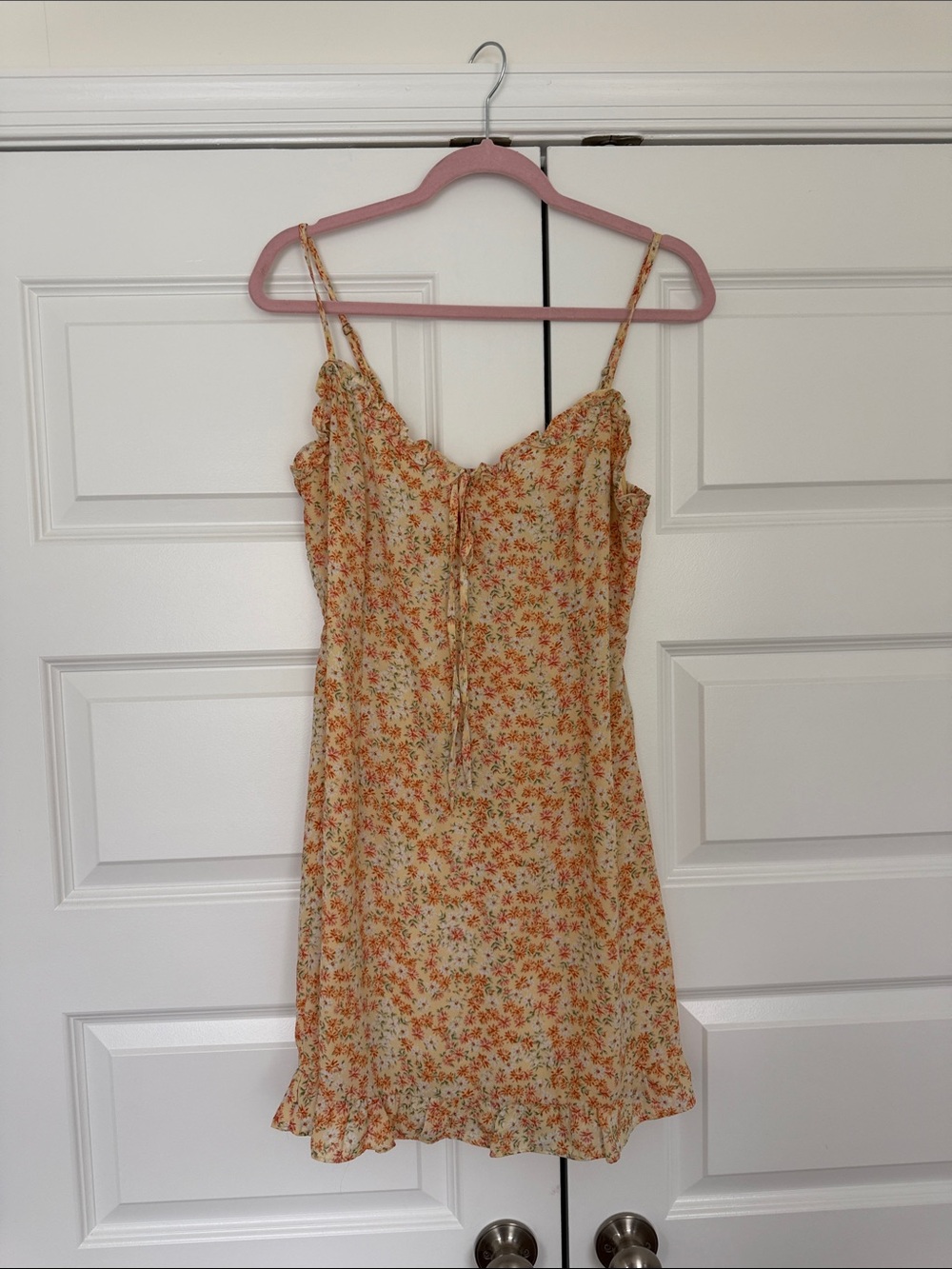 Dress Forum Cream Mini Dress with Orange Floral Print